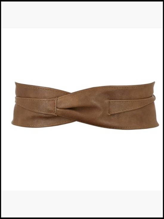 Fashiongen Faux Leather Wide Obi Belt with Lace Closure main image 4